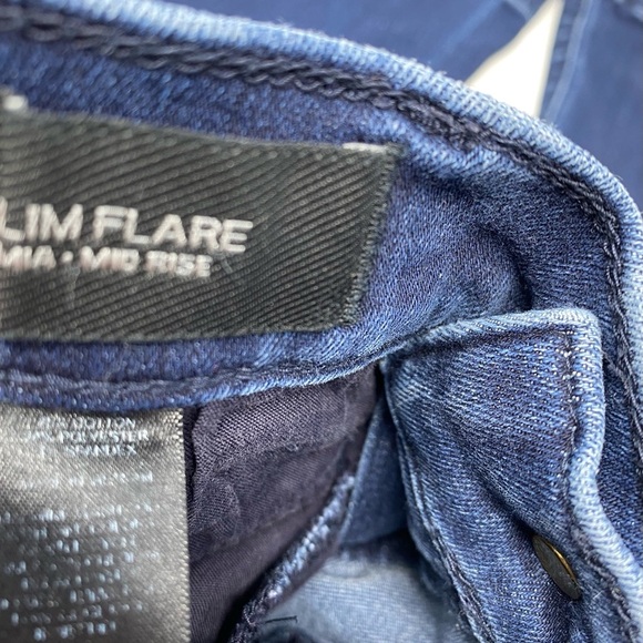 Women’s Express Blue Mid-rise Slim Flare Jeans Size 4R - Picture 6 of 8